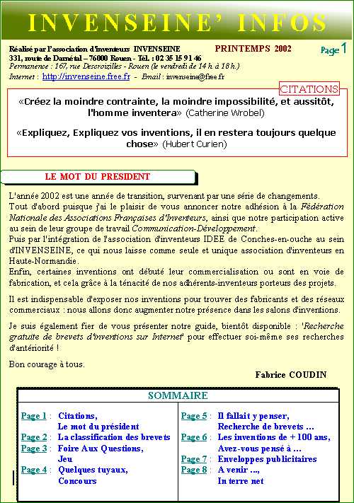 Magazine de printemps 2002  -  page 1